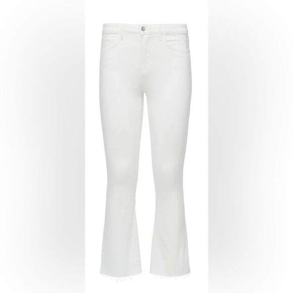 L'agence Kendra High-Rise Cropped Flare Leg Coated Jeans in White Women's 30 - Picture 1 of 15